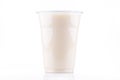 Frontal view of banana milkshake in plastic cup Royalty Free Stock Photo