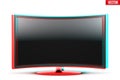 Frontal view of curved widescreen led or lcd tv with visual stereo effect Royalty Free Stock Photo