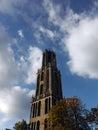 Frontal View of the Dutch Dom Tower of Utrecht Royalty Free Stock Photo