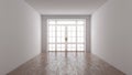 Frontal View of the Empty Interior Concept. White Room with Large Window Royalty Free Stock Photo