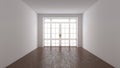 Frontal View of the Empty Interior Concept. White Room with Window and a Door Royalty Free Stock Photo