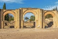 Frontal view of the great eastern portico in Medina Azahara