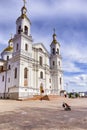 Frontal View of the Holly Assumption or Uspensky Cathedral in Vitebsk in August 1, 2021