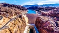 Frontal View of the Hoover Dam from the Mike O`CallaghanÃÆÃÂ¢ÃÂ¢Ã¢â¬Å¡ÃÂ¬ÃÂ¢Ã¢âÂ¬ÃâPat Tillman Memorial Bridge Royalty Free Stock Photo