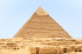 Frontal view of the Kephren Pyramid in Egypt Royalty Free Stock Photo