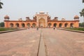 Frontal view of main Building of the tomb of Akbar the Great in Agra on overcast day Royalty Free Stock Photo