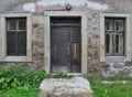 Frontal view of old wooden doors and windows Royalty Free Stock Photo