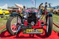 Frontal view of the red 1949 Fiat Roadster