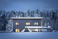 Frontal view of a single-family house with a solar thermal facade for sustainable and renewable heating and hot water energy