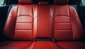 Frontal view of a stunning modern luxury car with captivating red leather back passenger seats Royalty Free Stock Photo