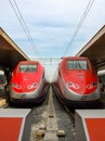 Two multiple electric units of Frecciarossa HST in Roma. Royalty Free Stock Photo
