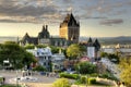 Frontenac Castle in Old Quebec City in the beautiful sunrise light Royalty Free Stock Photo