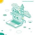 Frontend Development. Isometric Concept with Laptop Isolated on White Royalty Free Stock Photo
