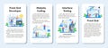 Frontend development mobile application banner set. Website interface Royalty Free Stock Photo