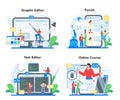 Frontend development online service or platform set. Website interface Royalty Free Stock Photo