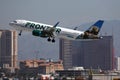 Frontier Airlines taking off from Las Vegas Airport, LAS