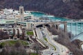 Frontier border United States and Canada, Niagara Falls. Aerial view Royalty Free Stock Photo