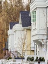 Frontside of brand new residential townhouses. Row of townhouses for sale Royalty Free Stock Photo