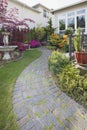 Frontyard Cement Stone Paver Path Vertical Royalty Free Stock Photo