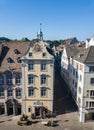 Fronwagplatz Square of the old Schaffhausen town center with the astronomic clock