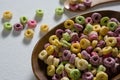 Froot loops in plate Royalty Free Stock Photo