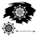 Froral mandala. Tattoo silhouette