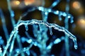 Frosen icicles on tree branches night sceen Royalty Free Stock Photo