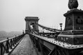 Frost on the bridge. Chain bridge in Budapest at winter