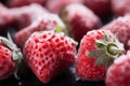 Frost coated strawberries, a close up glimpse of natures frozen beauty