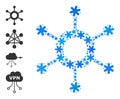 Frost Collage Central Connection Icon of Snow Flakes