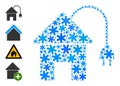 Frost Collage Electric House Icon of Snow Flakes