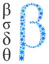 Frost Composition Beta Greek Lowercase Letter Icon with Snow