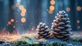 Frost-Covered Pine Cones in a Winter Forest Royalty Free Stock Photo