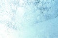 Frost crystal border on ice - Christmas background Royalty Free Stock Photo