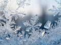 Frost crystals forming abstract pattern on window - AI generated Royalty Free Stock Photo