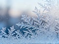 Frost crystals forming abstract pattern on window - AI generated Royalty Free Stock Photo