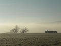 Frost fog during a winter morning on a farm in the country