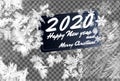 2020 Frost glass pattern. Winter frame on transparent background. Vector 2020 christmas illustration. Vector transparent blue Royalty Free Stock Photo