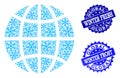 Frost Global Map of World and Winter Fresh and Frost Grunge Stamps