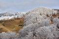 Frost land in the Carpathian Mountain and Transylvania village