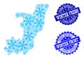 Frost Map of Republic of the Congo and Winter Fresh and Frost Grunge Stamps