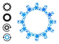 Frost Mosaic Cogwheel Icon of Snow