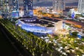 Frost Museum of Science Miami Downtown. Aerial night photo shot with a drone long exposure