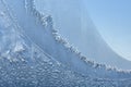 Frost pattern window hoarfrost snowflakes Royalty Free Stock Photo