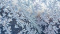 Frost patterns cover a glass surface forming delicate feather Royalty Free Stock Photo