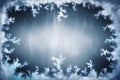 Frost patterns frame a blue gradient, creating an ethereal icy design Royalty Free Stock Photo