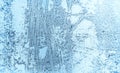 Frost patterns on the window. Texture. Selective focus. Royalty Free Stock Photo