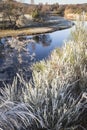 Frost on the River Spey in the Highlands of Scotland.