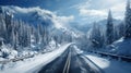 frost scenic road snow landscape