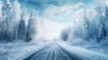 frost scenic road snow landscape